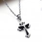 Stainless Steel 3D Star Cool Cross Black Pendant Necklace Gothic/Punk/Funky