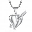 Titanium Stainless Steel Cupid Heart Arrow Lover Pendant Necklace Gothic/Punk/Funky