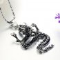 Titanium Stainless Steel Antique Circling Dragon Biker Pendant Necklace Gothic/Punk/Funky