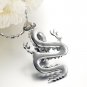 Titanium Stainless Steel Antique Circling Dragon Biker Pendant Necklace Gothic/Punk/Funky