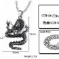 Titanium Stainless Steel Antique Circling Dragon Biker Pendant Necklace Gothic/Punk/Funky
