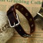 Mens Womens Genuine Leather Wrap Metal Skulls Belt Buckle Punk Bracelet 785