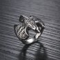 Vintage Mens Biker Antique Silver Stainless Steel Eagle Hawk Hunting Ring Band
