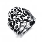 316L Stainless Steel Openwork Holy Cross Crown Mens Ring Band