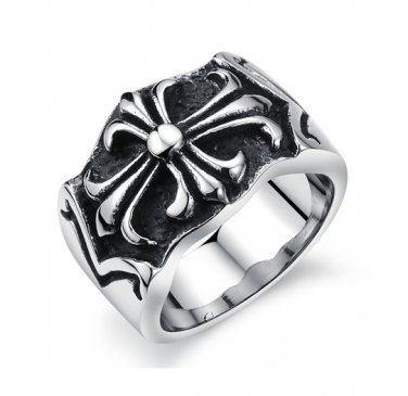 Titanium Stainless Steel Celtic Cross Biker Gothic Mens Ring Band