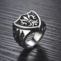 Titanium Stainless Steel Embossed Fleur De Lis Shield Cast Biker Mens Ring Band