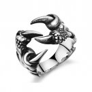 Titanium Stainless Steel Dragon Beast Claw Harley Biker Mens Ring Band