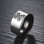 Titanium Stainless Steel Round Brilliant Cut CZ Black Cross Mens Ring Band