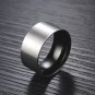 Titanium Stainless Steel Round Brilliant Cut CZ Black Cross Mens Ring Band