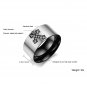 Titanium Stainless Steel Round Brilliant Cut CZ Black Cross Mens Ring Band