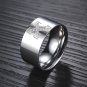 Titanium Stainless Steel Round Brilliant Cut CZ Silver Cross Mens Ring Band