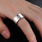 Titanium Stainless Steel Round Brilliant Cut CZ Silver Cross Mens Ring Band