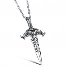 Punk Vintage Mens Stainless Steel Ram Horn Sword Pendant Necklace Gothic/Punk/Funky