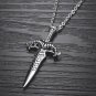 Punk Vintage Mens Stainless Steel Ram Horn Sword Pendant Necklace Gothic/Punk/Funky