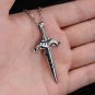 Punk Vintage Mens Stainless Steel Ram Horn Sword Pendant Necklace Gothic/Punk/Funky