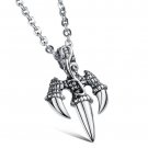 Mens Stainless Steel Casting The Trident Claw 3D Pendant Punk Cool Necklace Gothic/Funky
