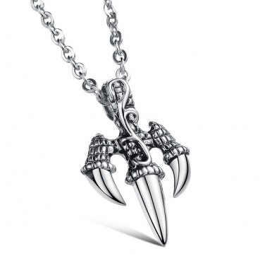 Mens Stainless Steel Casting The Trident Claw 3D Pendant Punk Cool Necklace Gothic/Funky