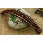 Mens Womens Brown Leather Oval Buckle Metal Rivet Snap Closure Punk Bracelet 774