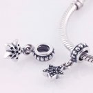 Sterling Silver Pave Star Black CZ Pendant Charm - fits European Beads Bracelets