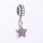 Sterling Silver Pave Star Red CZ Pendant Charm - fits European Beads Bracelets