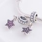 Sterling Silver Pave Star Red CZ Pendant Charm - fits European Beads Bracelets