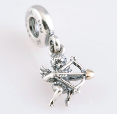 Sterling Silver Cupid Dangle Pendant Charm - fits European Beads Bracelets