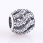 925 Silver Winter Wisp Pave Waves CZ Charm - fits European Beads Bracelets
