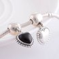 Sterling Silver Mi Amor w/ Black Onyx Dangle Clip - fits European Beads Bracelets