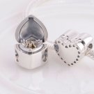 Sterling Silver Heart Gift Box w/ CZ Ring Charm - fits Biagi/Pandora/Troll/All European Bracelets