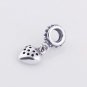 Sterling Silver Love Heart Black Pave Pendant Charm - fits European Beads Bracelets