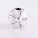 Sterling Silver Darling Daisy White Enamel Clip - fits European Beads Bracelets