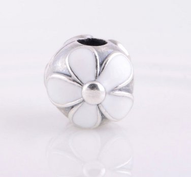Sterling Silver Darling Daisy White Enamel Clip - fits European Beads Bracelets