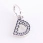 925 Sterling Silver Letter D Clear CZ Dangle Necklace Pendant Charm - European Beads Bracelets