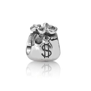 Sterling Silver Money Bag Good Fortune Charm - fits European Beads Bracelets