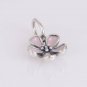 Sterling Silver Cherry Blossom Pink Enamel Flower Necklace Pendant Charm - European Beads Bracelets