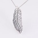 Sterling Silver Light As A Feather Clear CZ Necklace Pendant Charm - European Beads Bracelets