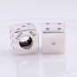 Sterling Silver Lucky Dice Clear CZ Charm - fits European Beads Bracelets