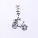 Sterling Silver Bicycle Dangle Pendant Charm - fits European Beads Bracelets