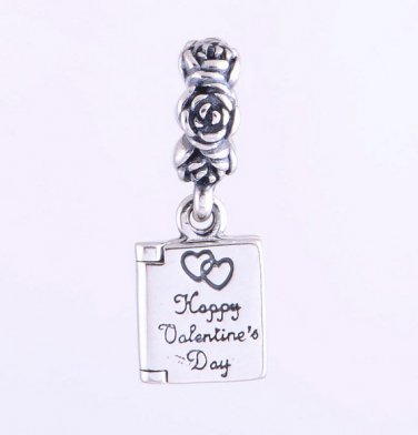 Sterling Silver Love Letter Note Pendant Charm - fits European Beads Bracelets