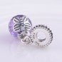 Sterling Silver Morning Butterfly Purple/Clear CZ Dangle Charm - fit European Beads Bracelets