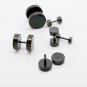6pc/Lot Surgical Steel Black Round Circle Fake Plug Mans/Mens Barbell Earrings Stud