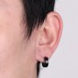 2pc Surgical Stainless Steel Black Huggie Hoop Earrings Stud Mens/Lady's