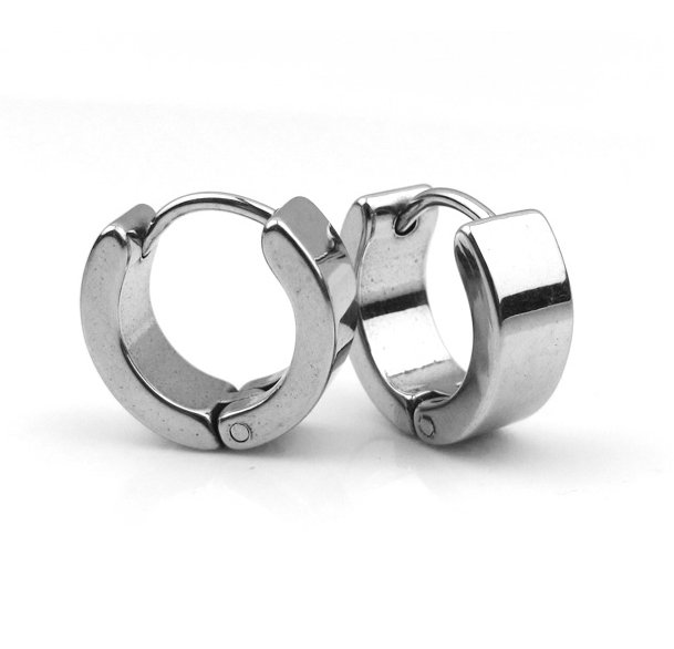 2pc Surgical Stainless Steel Silver Huggie Hoop Earrings Stud Mens/Lady's