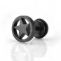 Pair Surgical Stainless Steel Black Hollow Star Earrings Stud Mens/Lady's