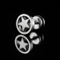 Pair Surgical Stainless Steel Silver Hollow Star Earrings Stud Mens/Lady's