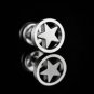Pair Surgical Stainless Steel Silver Hollow Star Earrings Stud Mens/Lady's