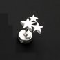 Pair 3-stars Tile-Up Surgical Stainless Steel Silver Earrings Stud Mens/Lady's