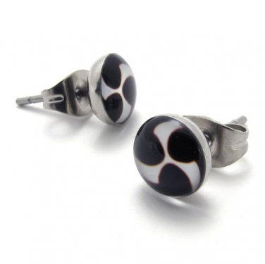 Pair Surgical Stainless Steel Turning Wheels Blade Post Earrings Stud Mens/Lady's