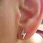 Pair Surgical Stainless Steel Silver Lightning Screw Stud Earring Mens/Lady's