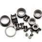 Ultimate Starter 14 Pair Black Surgical Stainless Steel Ear Gauges Flesh Tunnel Plug Kit Stretchers